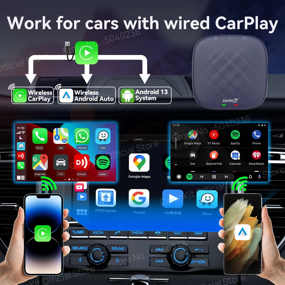 CarlinKit 8G+128G Android 13 CarPlay TV AI Box Ultra QCM6125 8-Cores Wireless CarPlay& Android Auto GPS For YouTube Netflix IPTV